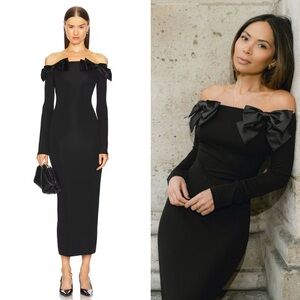 L'Academie by Marianna Dinara Black Off-Shoulder Midi Dress